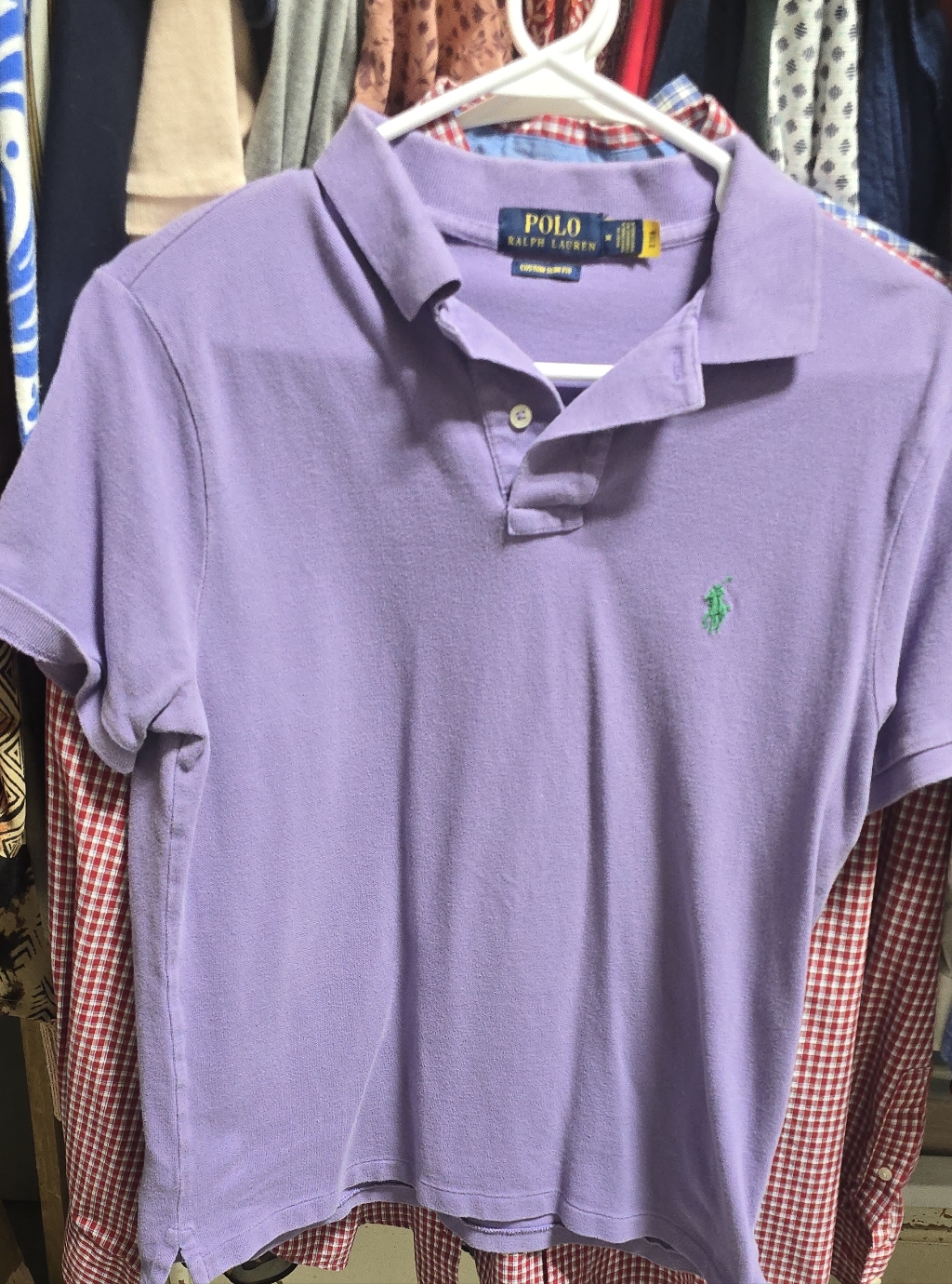 Mens Medium Polo By Ralph Lauren Lavender Short-Sleeve Polo With Green Pony